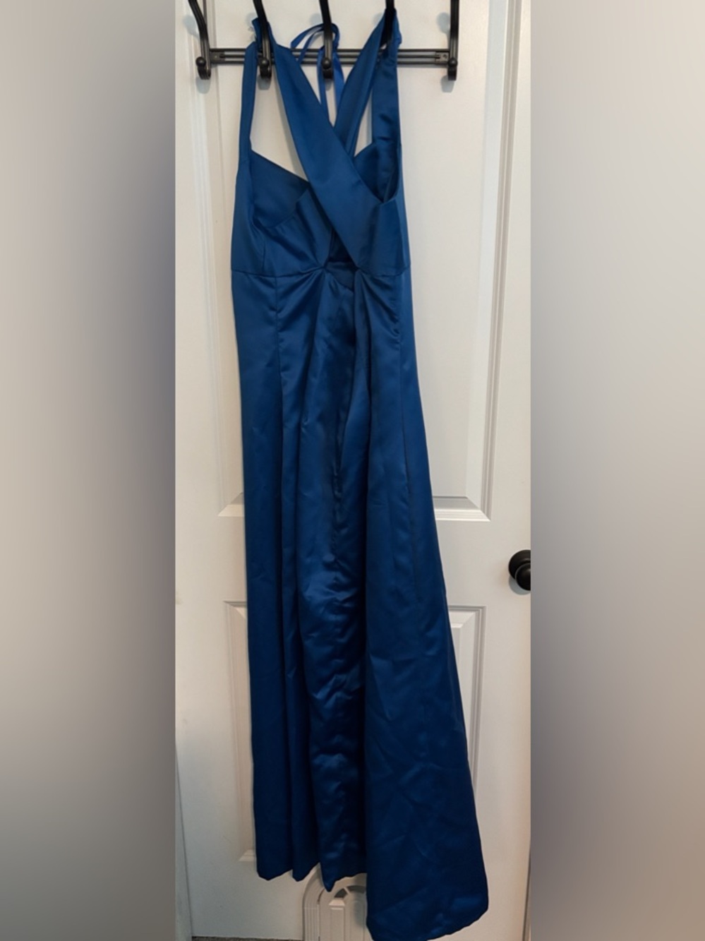 Elegant Royal Blue Cross Back Dress - Picture 4 of 4